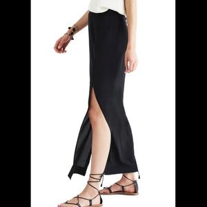 Madewell 2 slit silk maxi skirt